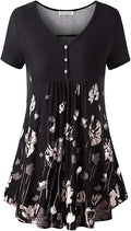 Womens Tunic Tops for Leggings - Hide Belly Flowy Henley Tunic