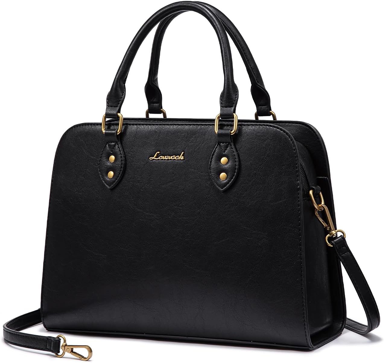 Vintage-Style Leather Top Handle Shoulder Bag for Women