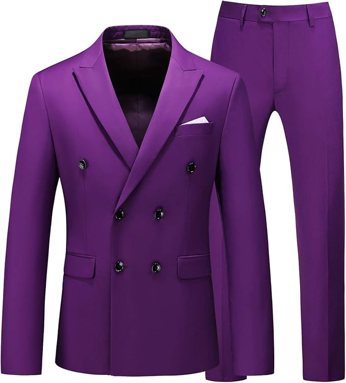 MOGU Mens 2 Piece Double Breasted Suit for Wedding and Prom