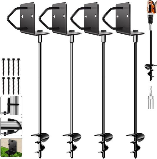 Ground Anchors Screw in 27in Set of 4 Heavy Duty Stakes