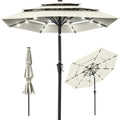 10ft 3-Tier Solar Patio Umbrella - Cool Venting and LED Lights