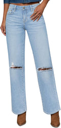 Trendy High Waisted Cropped Boyfriend Mom Straight Leg Jeans