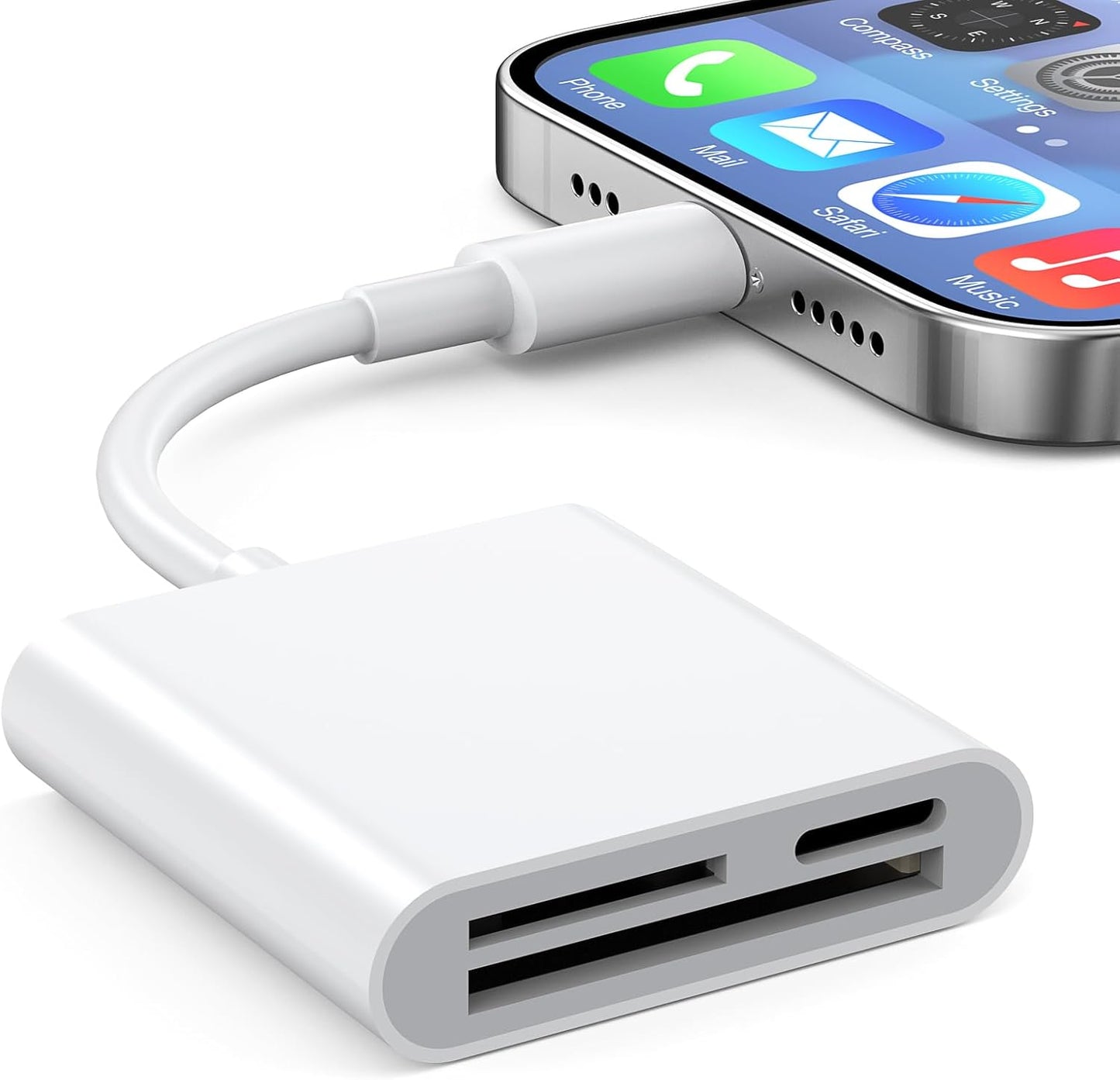 esbeecables Dual Slot iPhone SD Card Reader