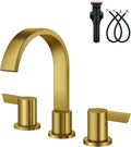 Aolemi Bathroom Faucet 3 Hole 8 in Widespread Brushed Gold - Waterfall