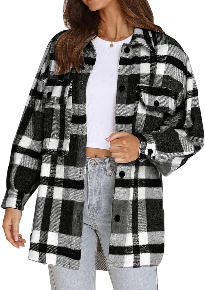 Beaully Women's Flannel Plaid Shacket for Fall Outfits