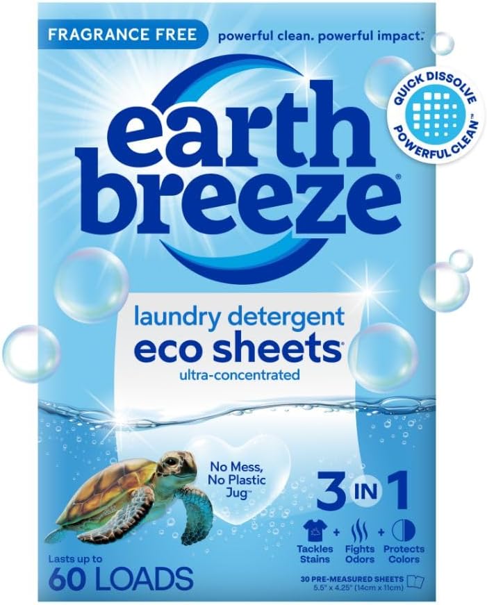 Earth Breeze Eco-Friendly Laundry Sheets - Tackles Tough Stains & Odors