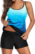 Two Piece Tankini Swimsuit with Shorts - Tummy Control Athletic