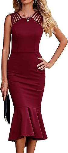 PRETTYGARDEN Women's Elegant Midi Bodycon Dress for Events