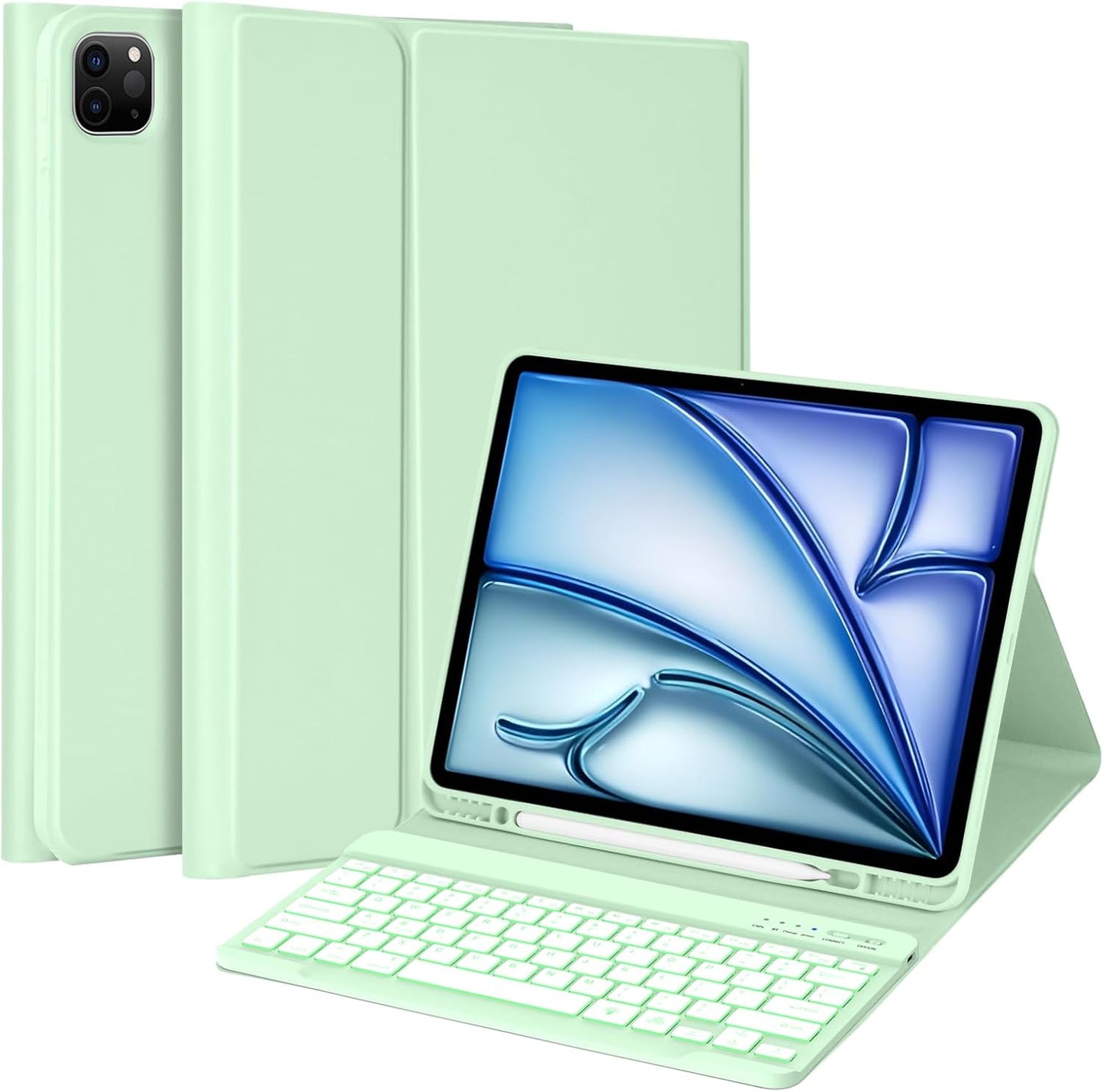 MMK iPad Pro 12.9 Case with Keyboard - Backlit Wireless Green