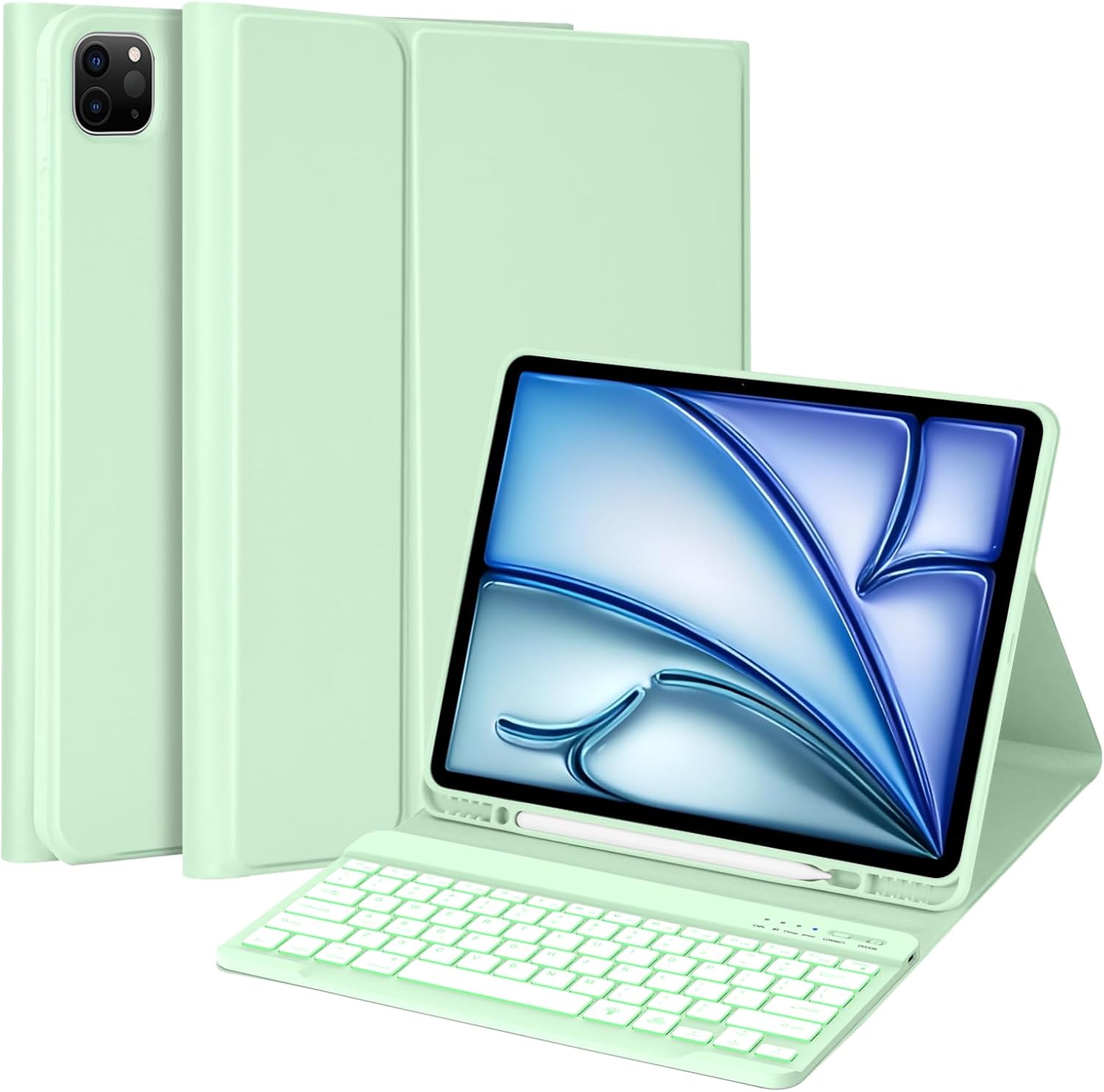 MMK iPad Pro 12.9 Case with Keyboard - Backlit Wireless Green