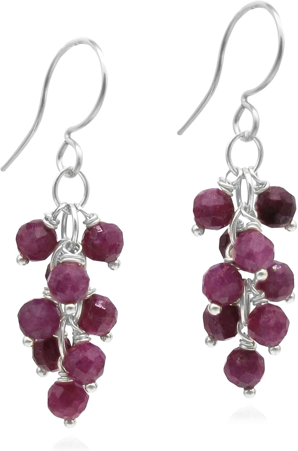 Genuine Gemstone Earrings with Ruby Cascade Drop Design