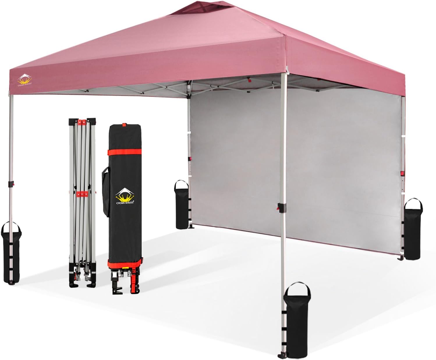 CROWN SHADES 10x10 Pop Up Canopy with Side Wall for Events