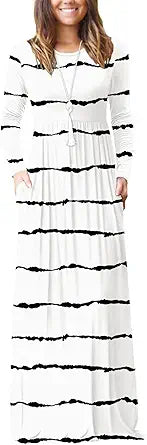 VIISHOW Women's Long Sleeve Maxi Dresses with Pockets for Casual Wear