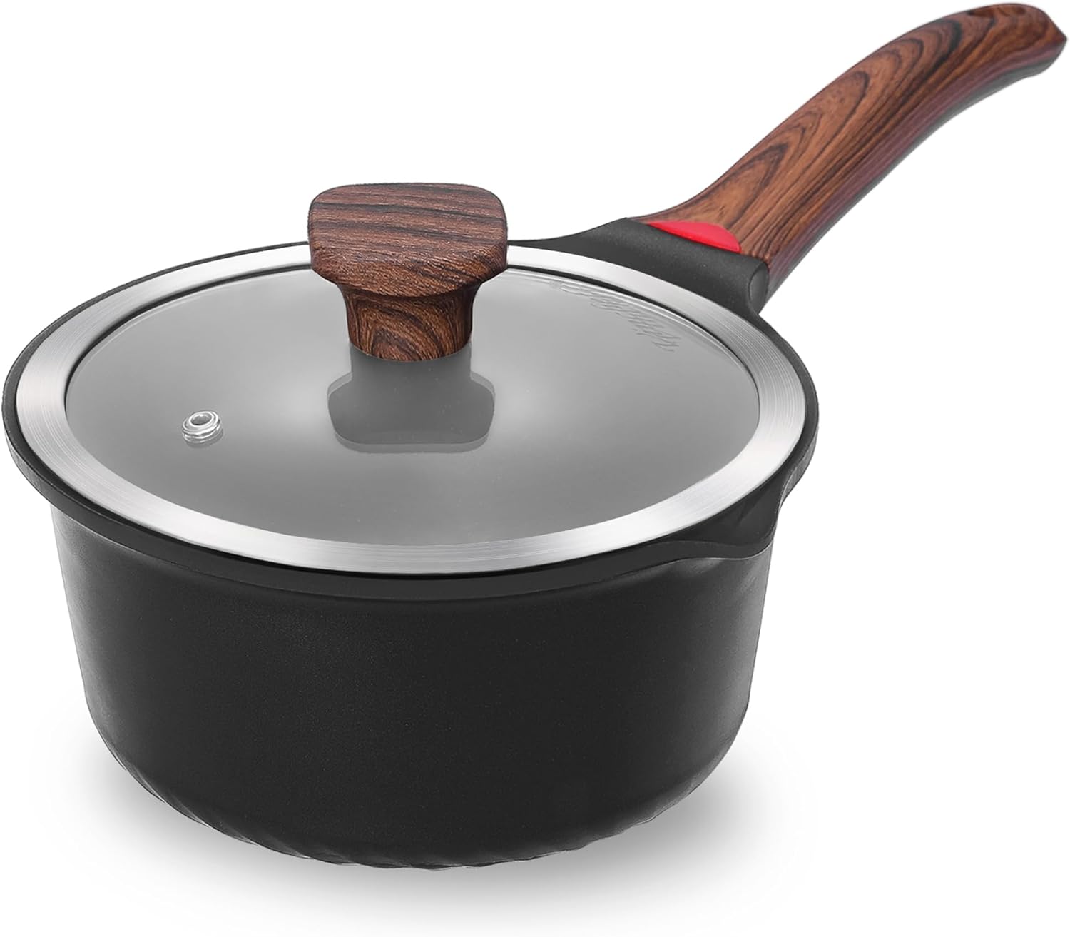 VINCHEF Nonstick Saucepan with Lid - 3QT Cooking Pot for All Stoves