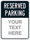Reserved Parking Sign 18x24 in - Custom Black Aluminum, Rust Free