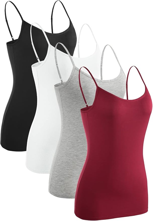 Rosyline Adjustable Camisoles Women Basic Undershirt 4 Pack