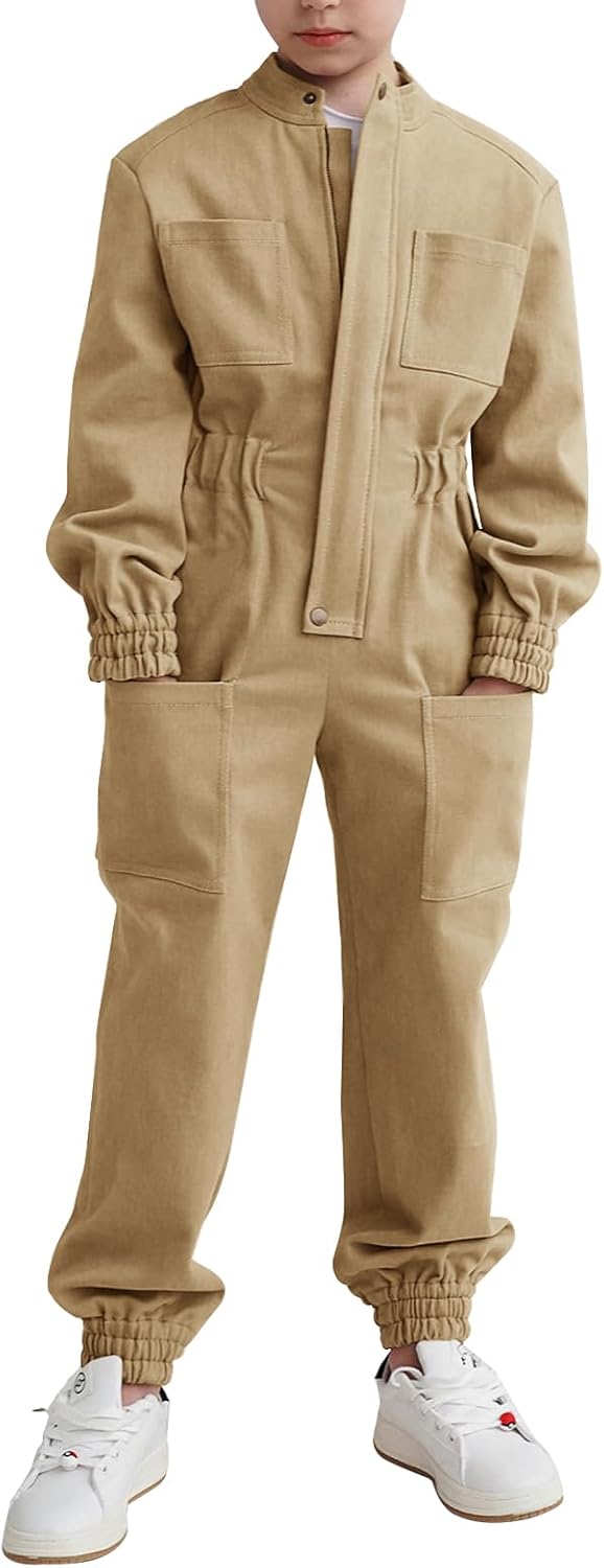 Haloumoning Kids Coveralls Long Sleeve Jumpsuit for Boys 5-14