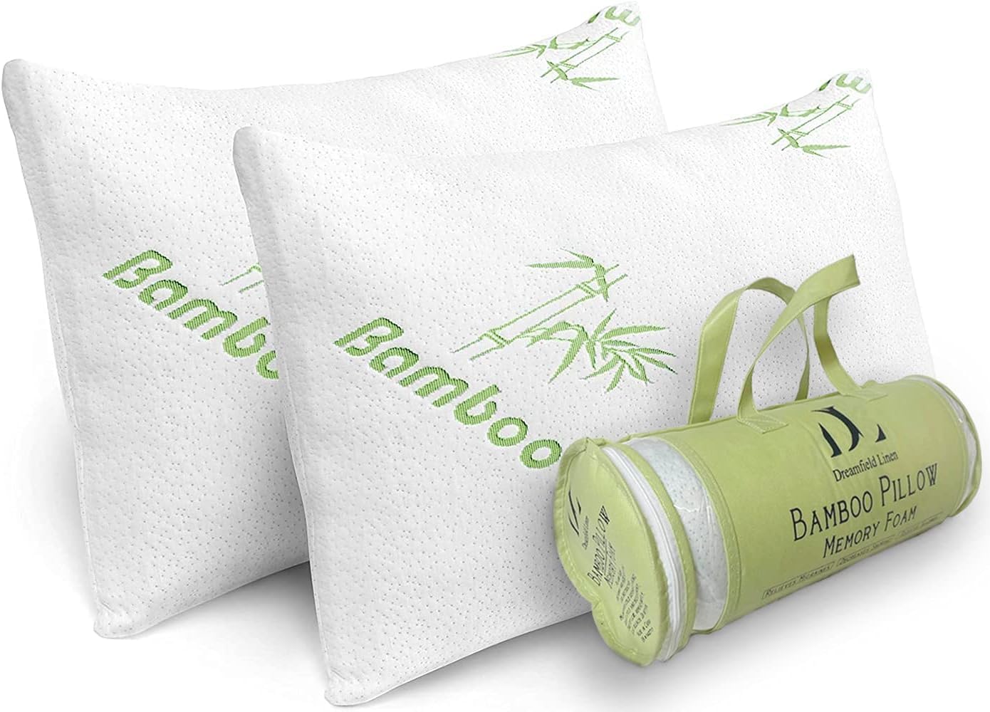 Memory Foam Bamboo Pillows King Size Set of 2 for Sleeping