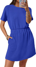 Womens Elastic Waist Mini T Shirt Dress - Casual Summer Staple
