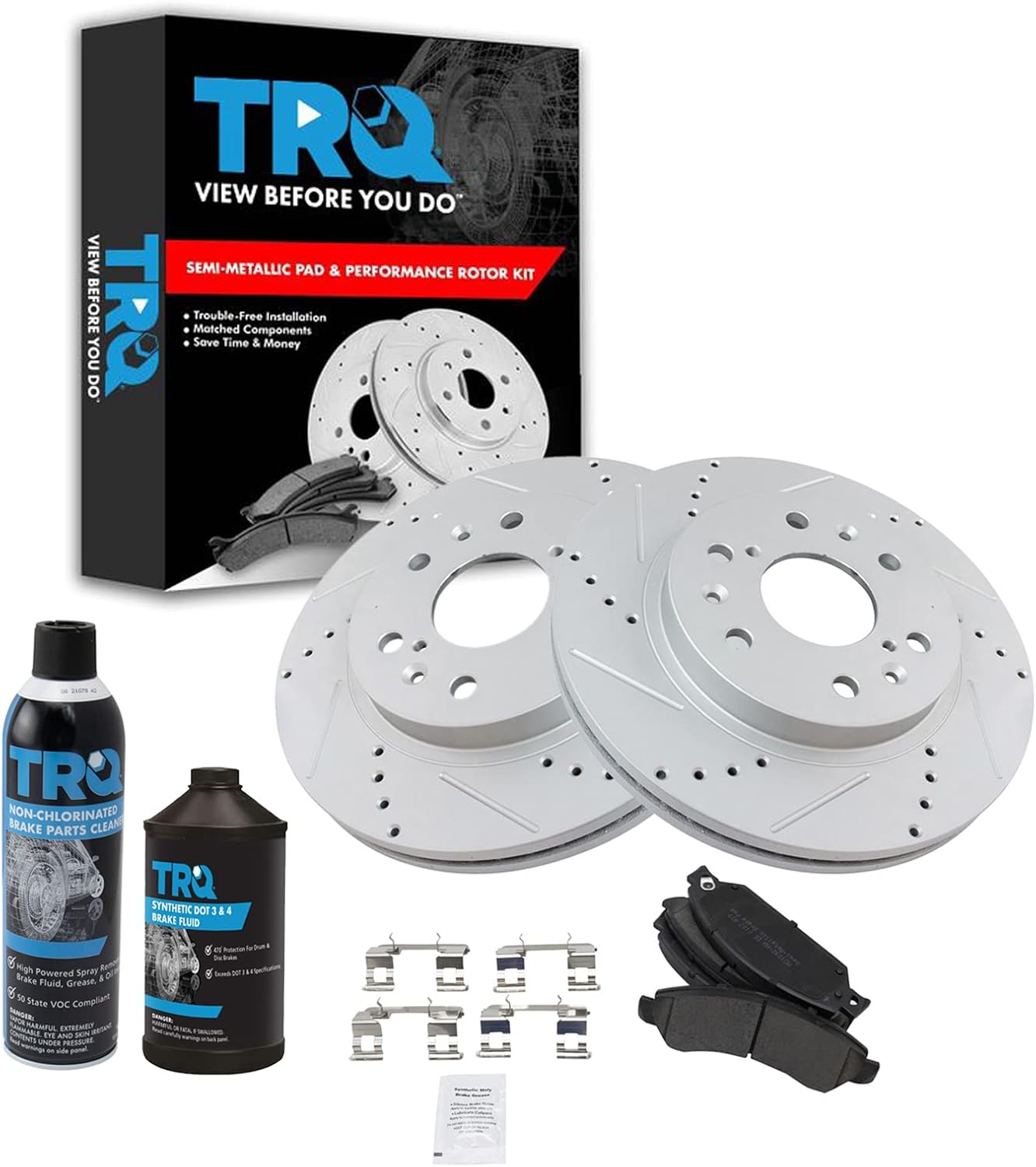 TRQ Front Brake Pad & Rotor Kit for 07 Cadillac & 05-07 GMC