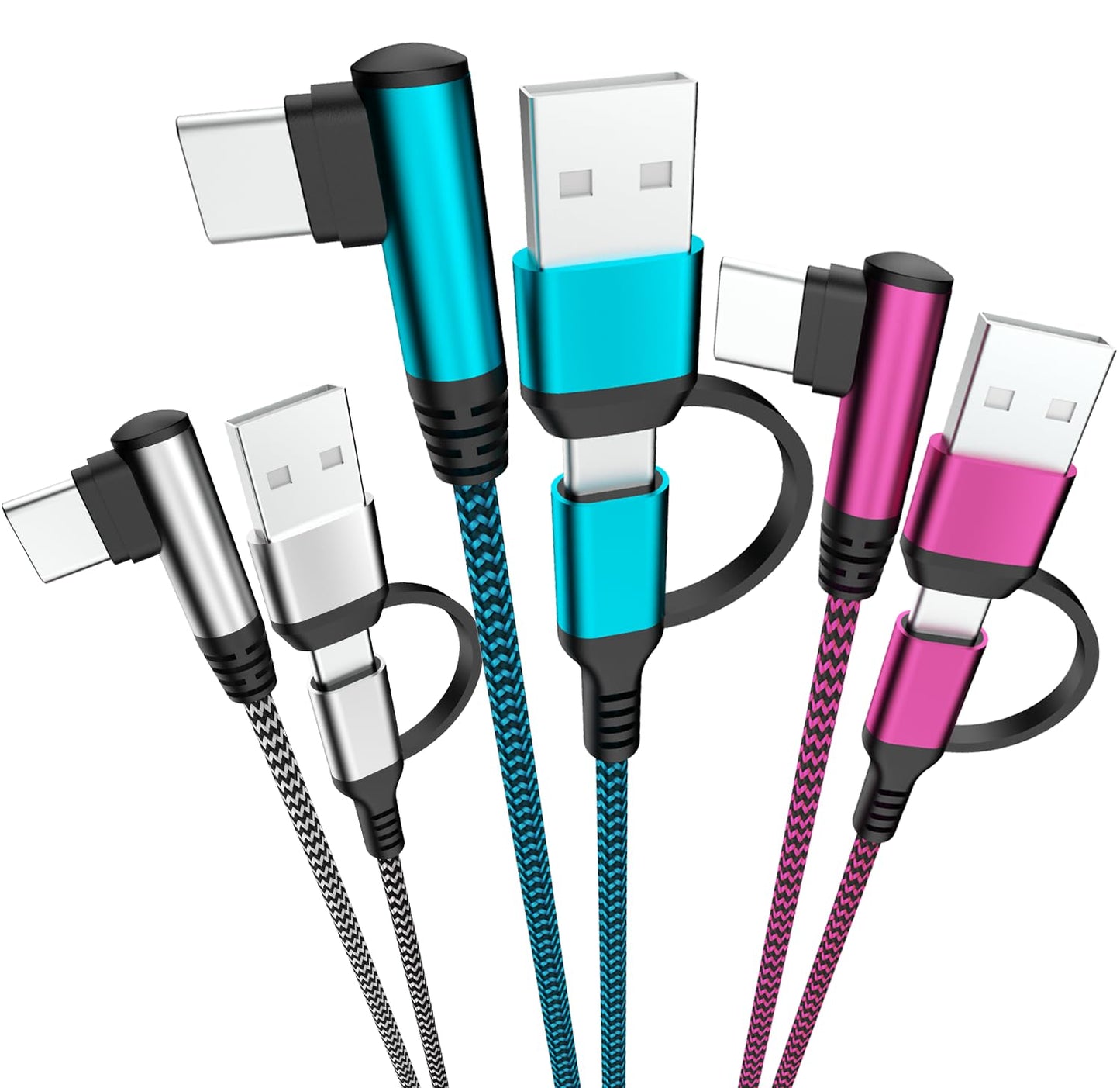 QQLIKE 60W Fast Charging 90 Right Angle USB C Cable [3-Pack,6FT] for iPhone, iPad, MacBook