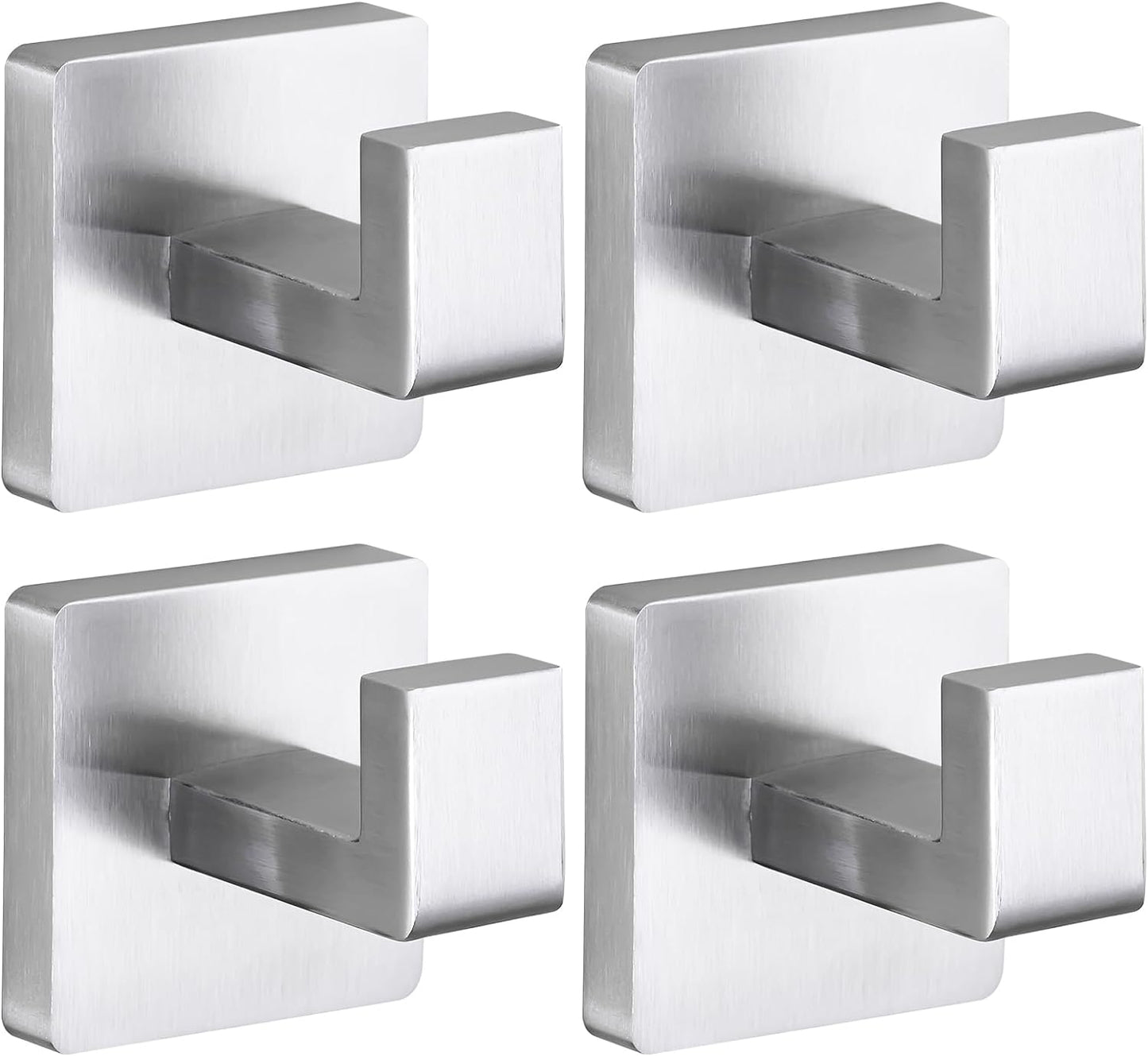 Brushed Nickel Towel Hooks for Bathrooms - Heavy Duty 4 Pack