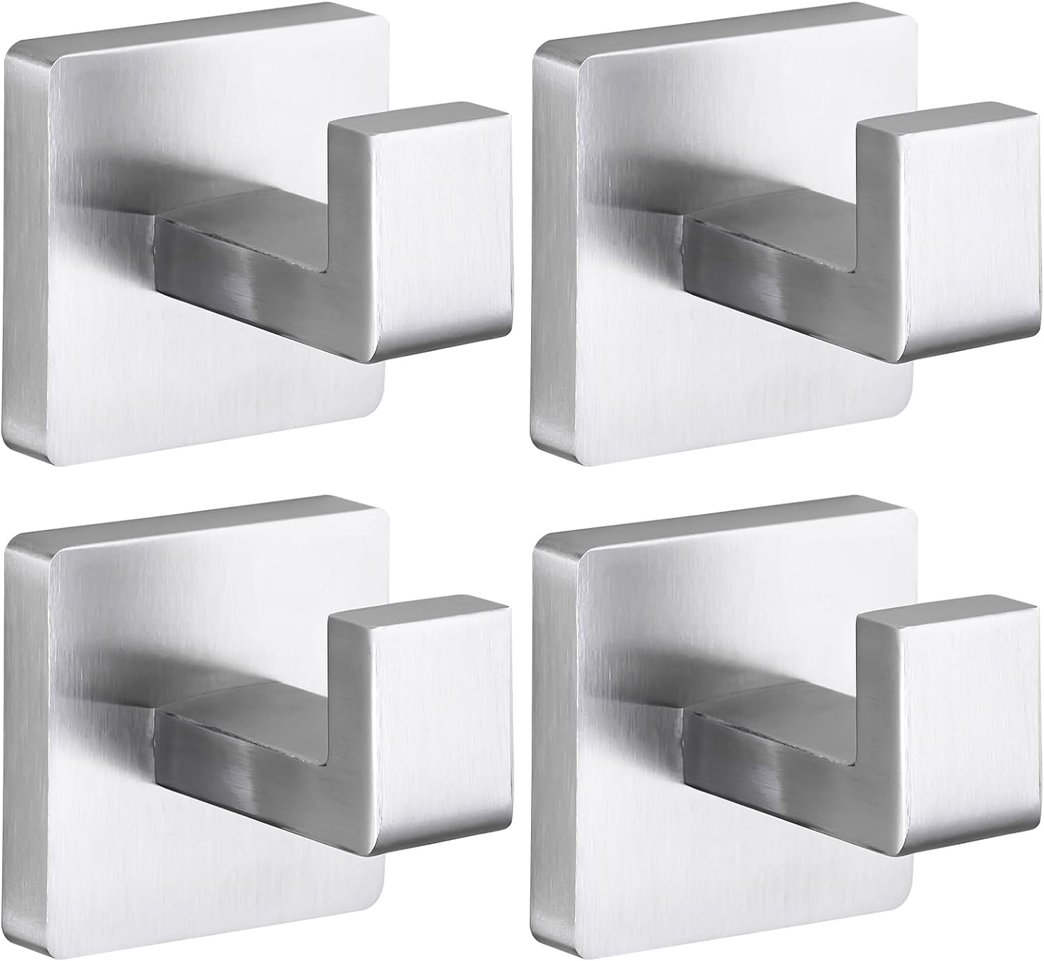 Brushed Nickel Towel Hooks for Bathrooms - Heavy Duty 4 Pack