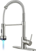 Kitchen Faucet with Pull Down Sprayer Brushed Nickel LED Light