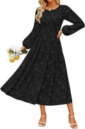 ZESICA Women's Fall Boho Floral Midi Dress - Flowy, Warm