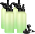 Insulated Water Bottle 32 oz with Dual Lids - Leakproof Green Gradient