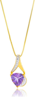 14k White Gold 8mm Cushion Birthstone Pendant Necklace for Elegance