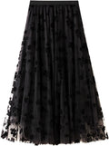Dirholl Women's A-Line Fairy Patterned Tulle Midi Skirt - Versatile