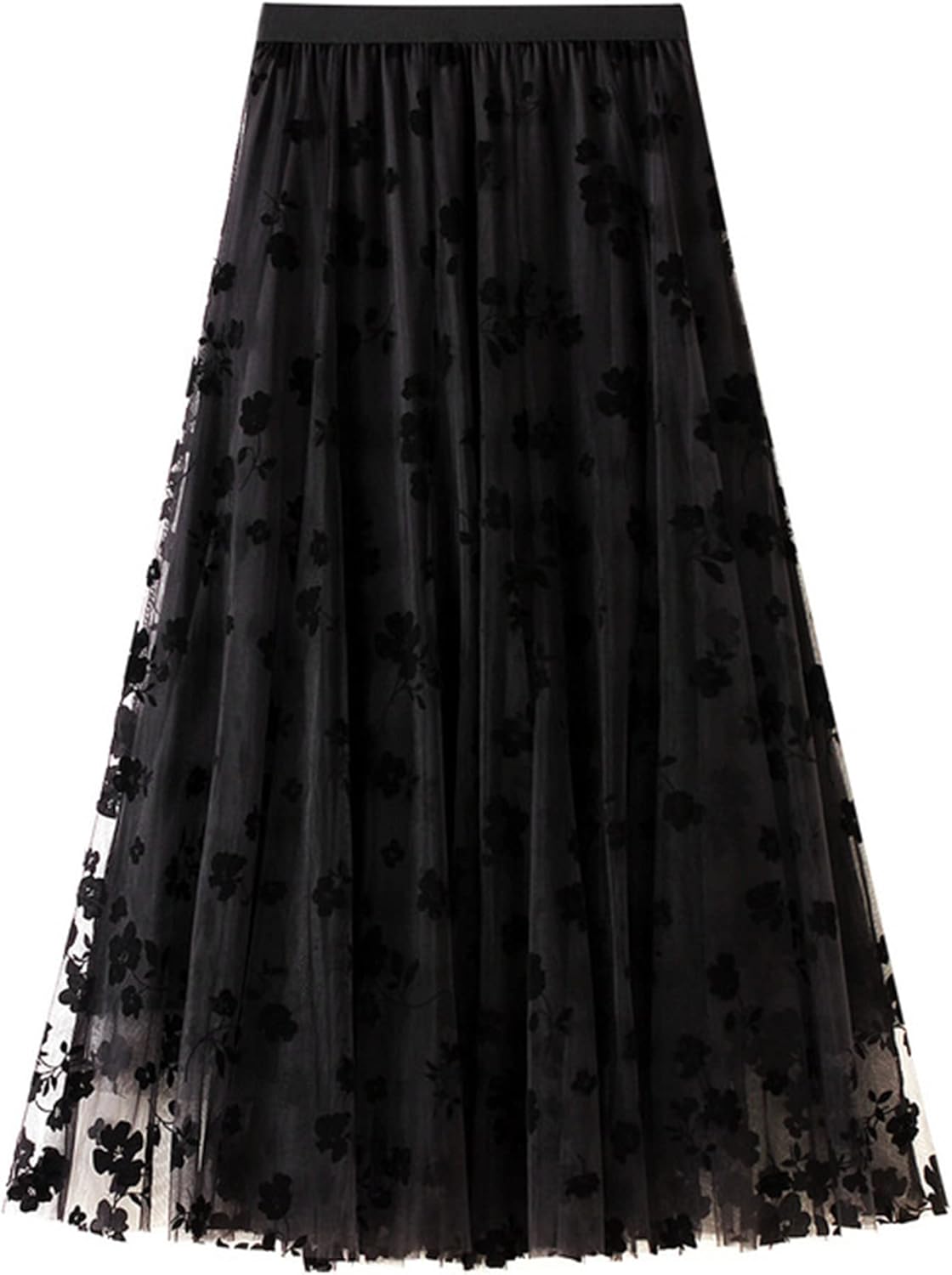 Dirholl Women's A-Line Fairy Patterned Midi Skirt for Parties