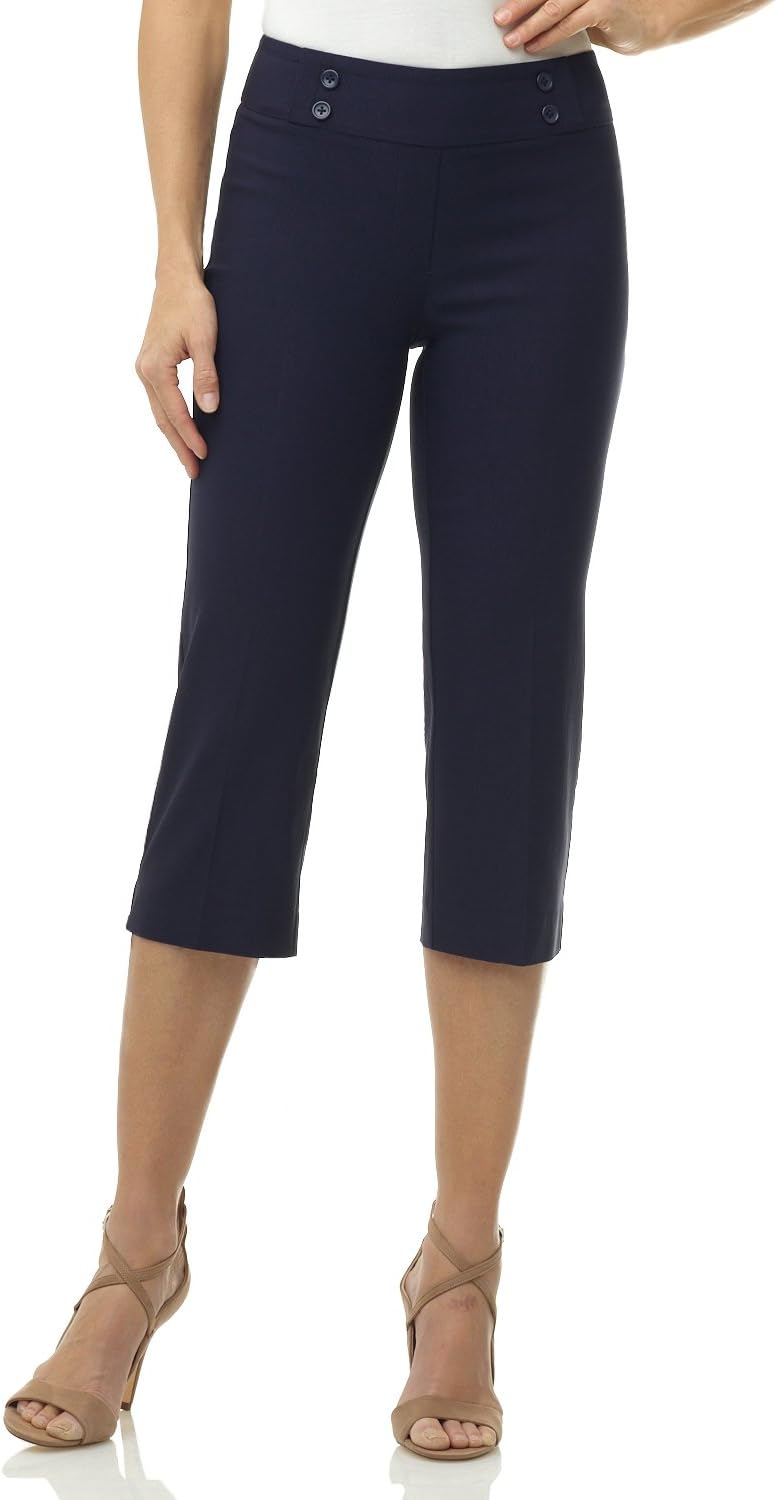 Rekucci Womens Comfort Stretch Pull-On Capri Pants for Casual Wear