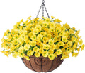 Artificial Hanging Flowers Basket Faux Morning Glory - Realistic UV