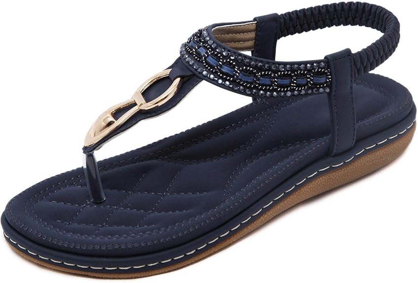 SHIBEVER Summer Flat Sandals for Women Comfortable Beach Shoes