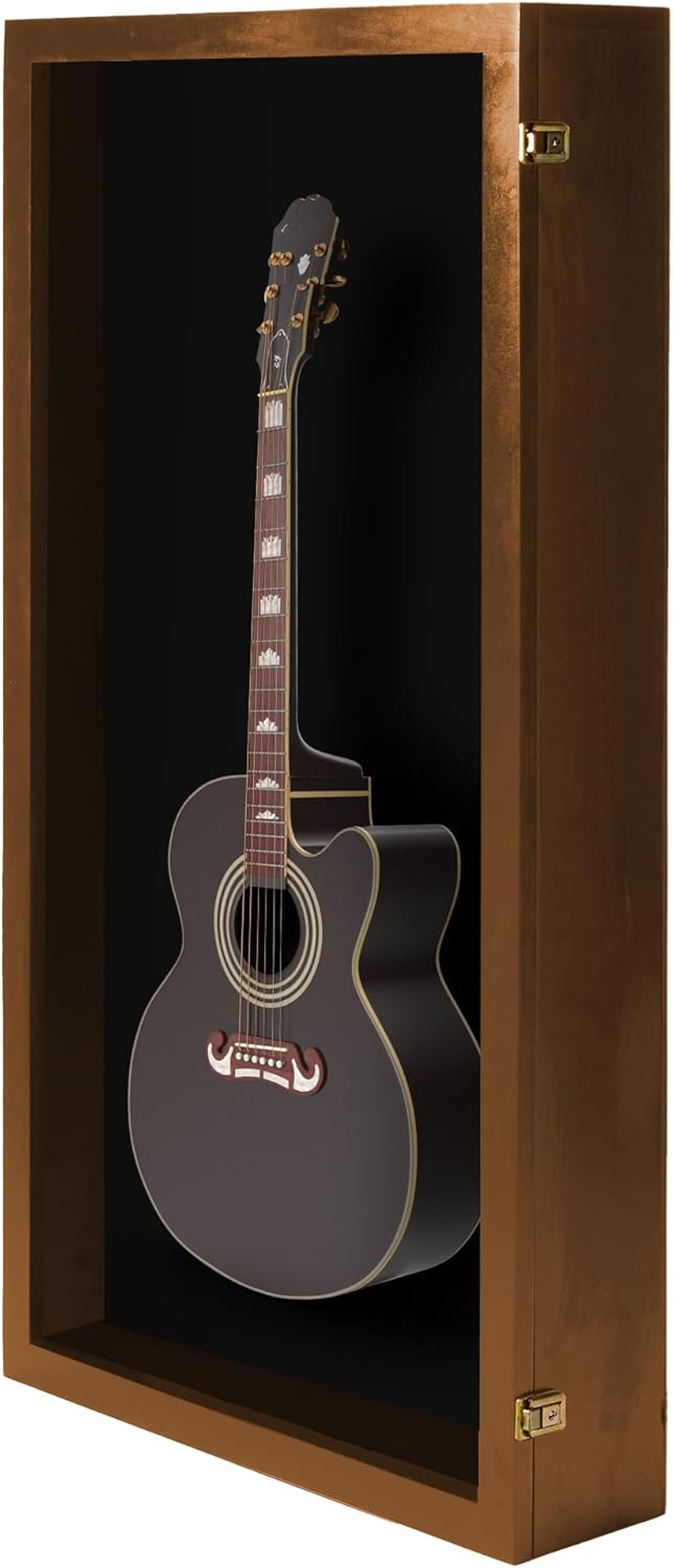 Walnut Wood Wall Mount Guitar Display Case | PENNZONI