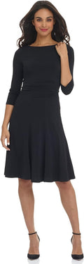Rekucci Women's Flippy Fit N' Flare Dress with 3/4 Sleeves Subtly