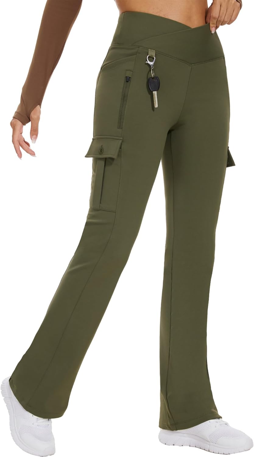 Flare Leggings for Women with Tummy Control and 5 Pockets