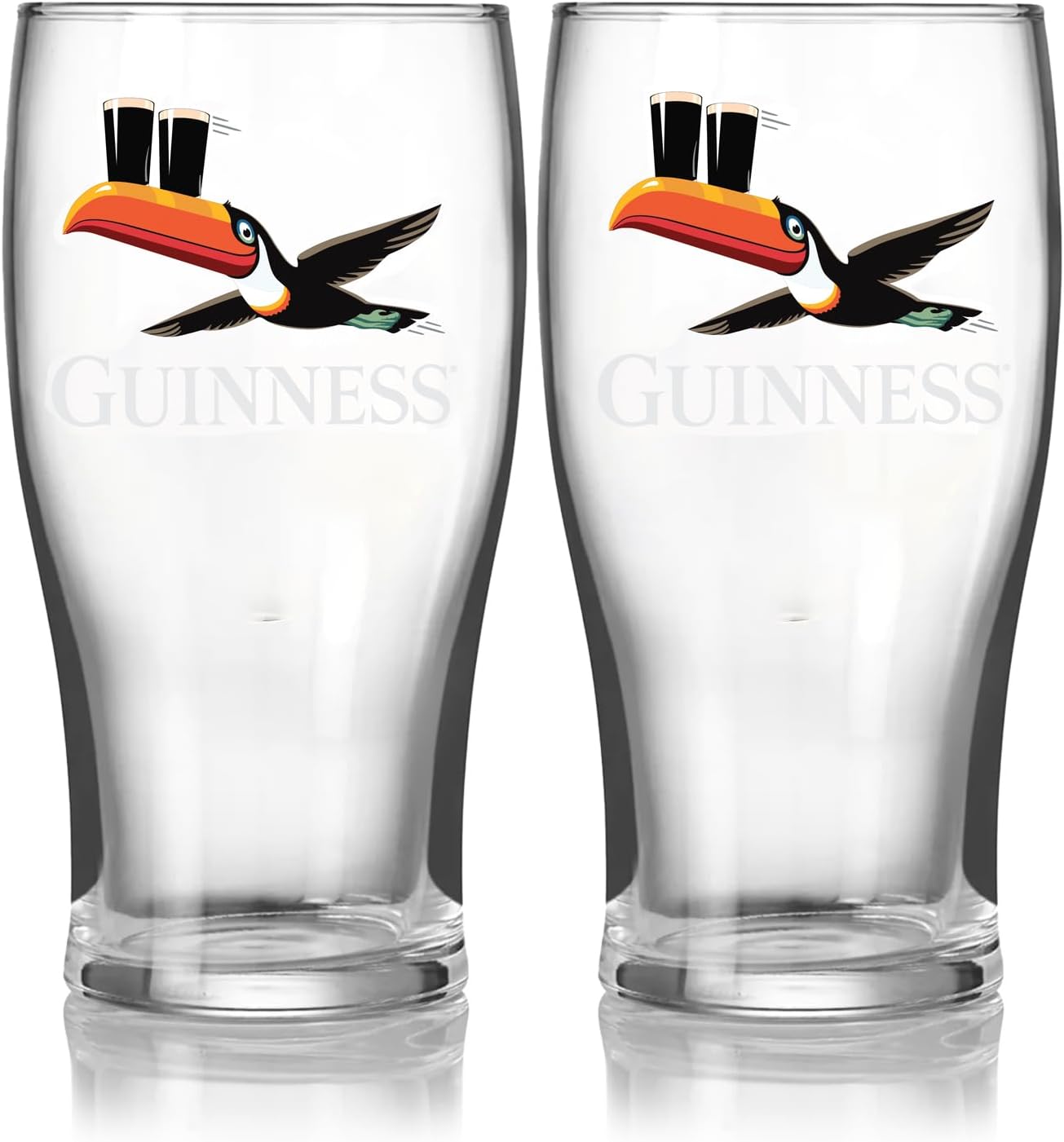 Guinness 20oz Tulip Glass Set with Flying Toucan Design