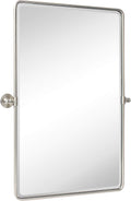 Brush Nickel Pivot Rectangle Bathroom Vanity Mirror - Tiltable Beveled