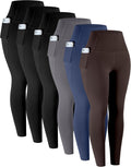 Leggings with Pockets for Women 6-Pack - Soft High Waist Support