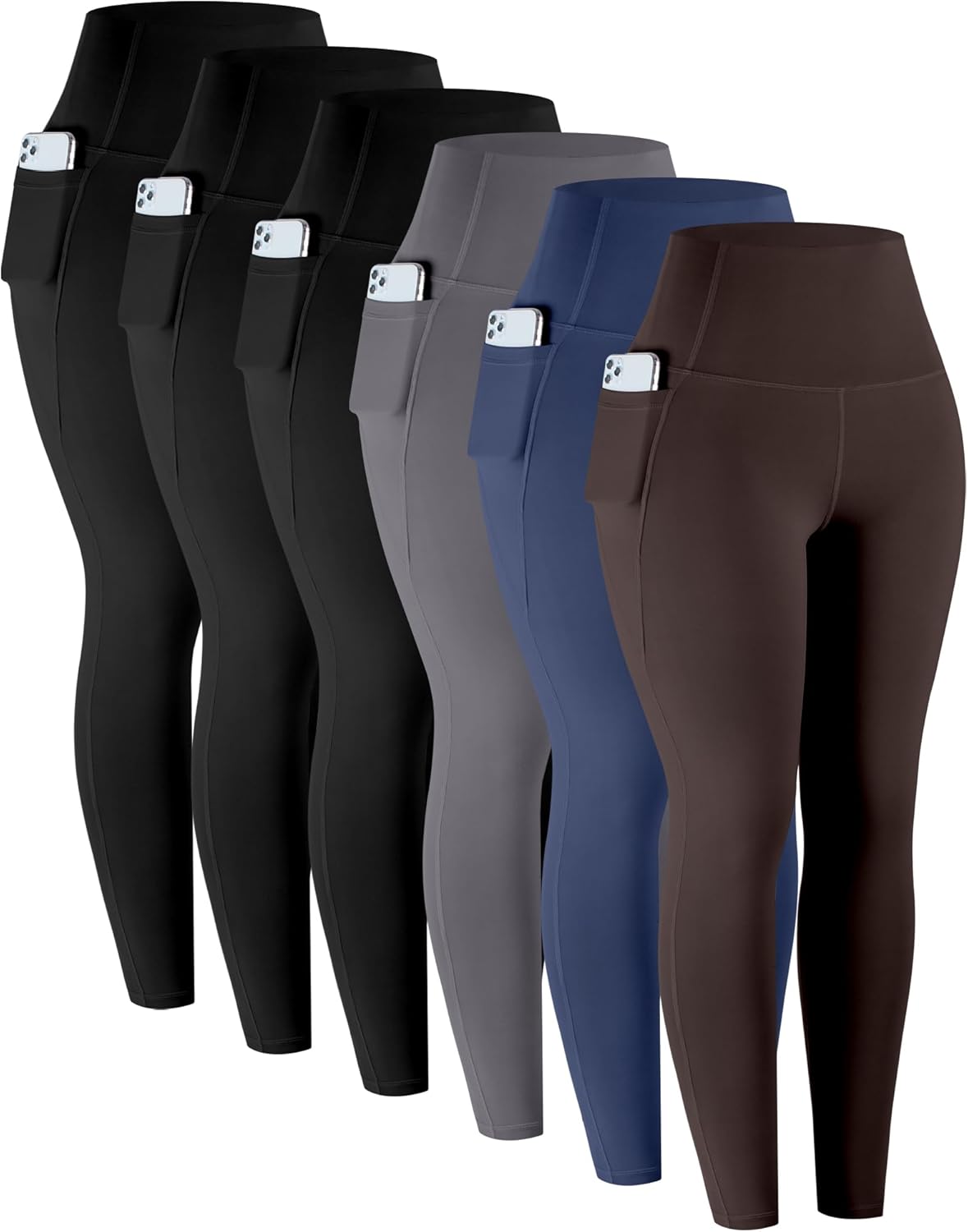 LZYVOO Leggings with Pockets for Women - 6 Pack High Waisted