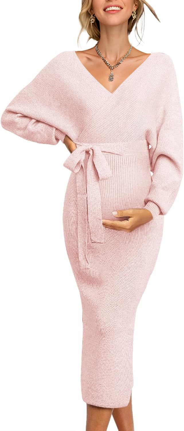 Fall Winter Maternity Nursing Dress for Baby Shower Photoshoot