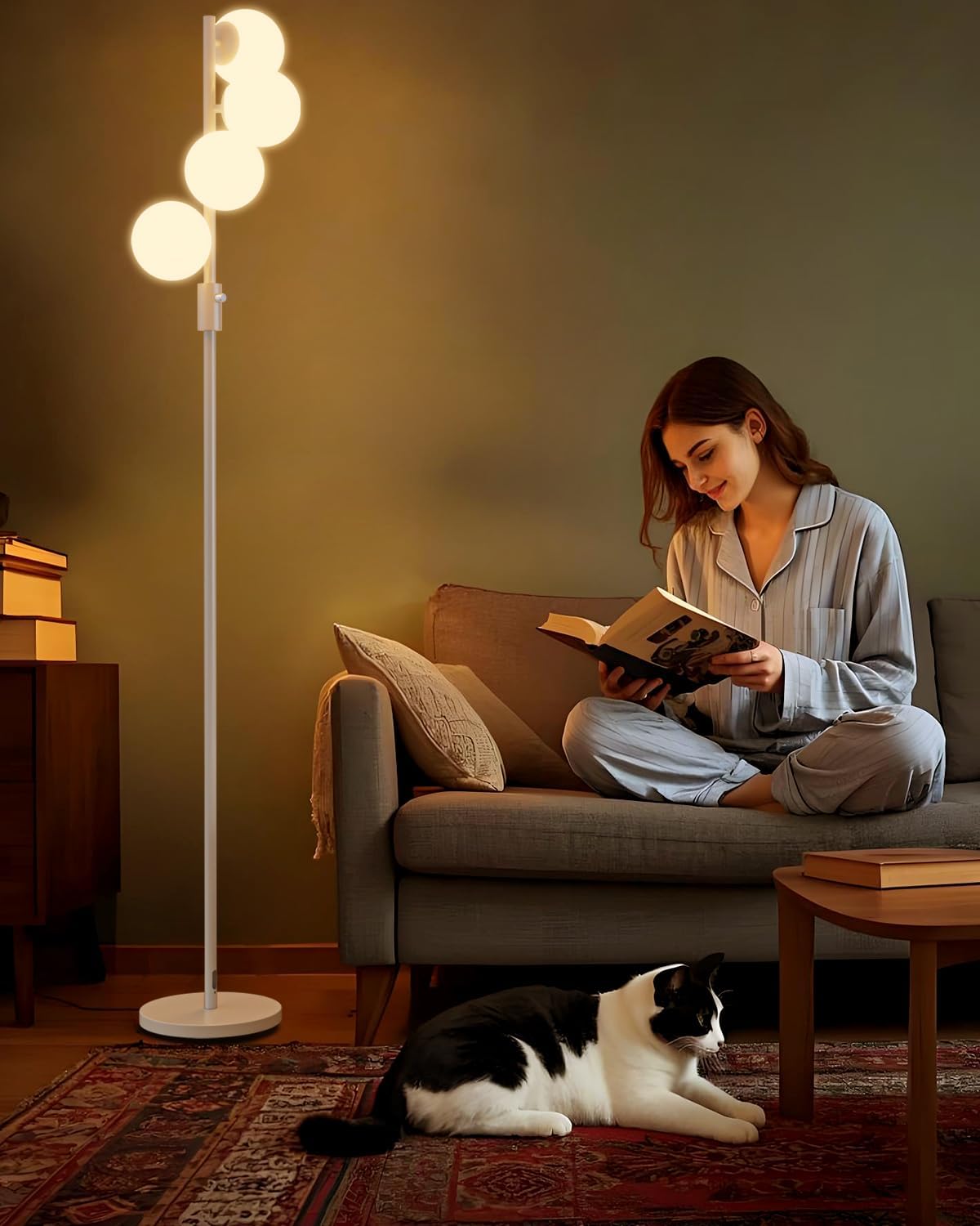 Lightdot 64IN Dimmable Globe Floor Lamp for Modern Living Rooms