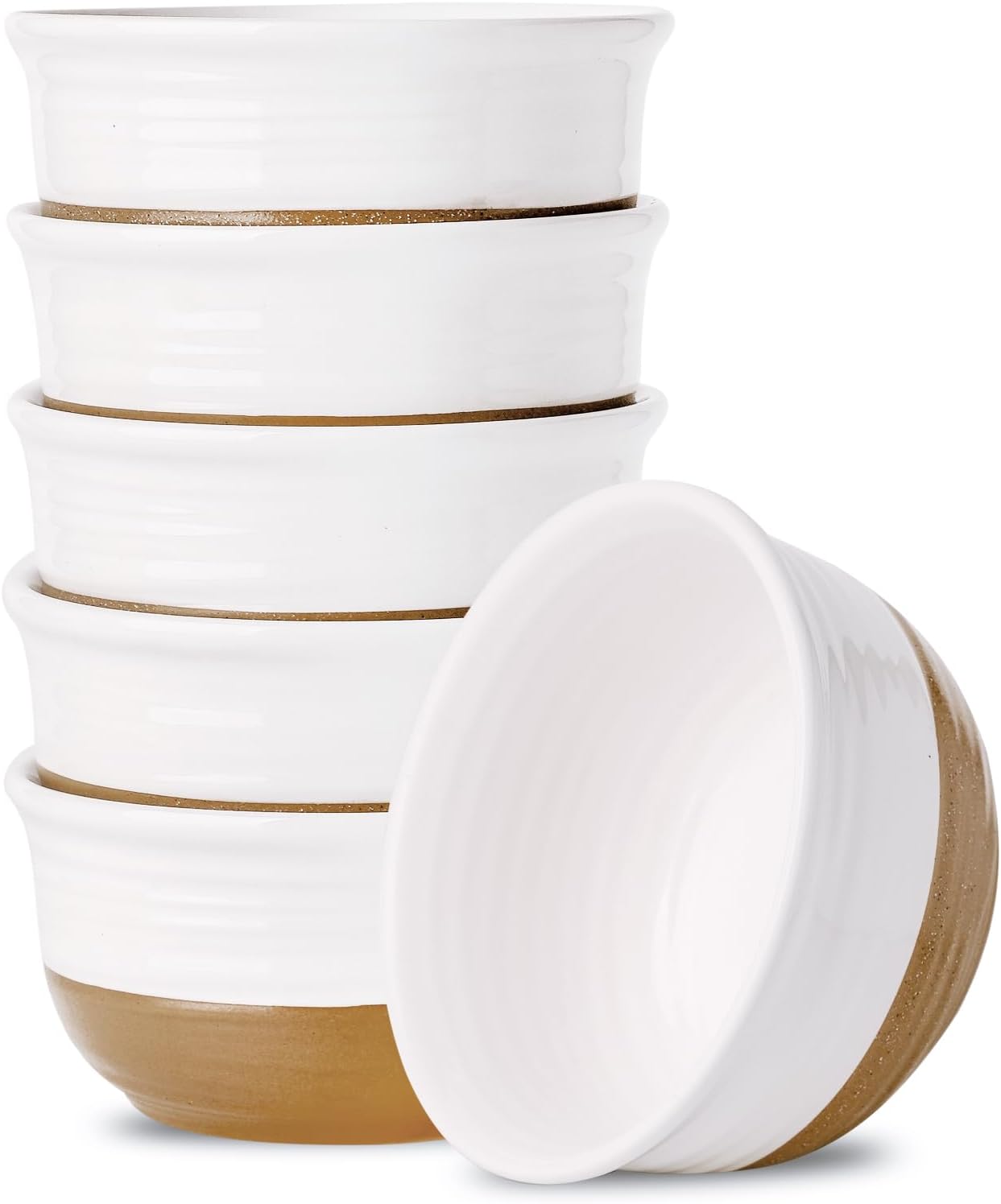 Hasense Ceramic Colorblocked Bowls Set - 20 OZ Stackable Design