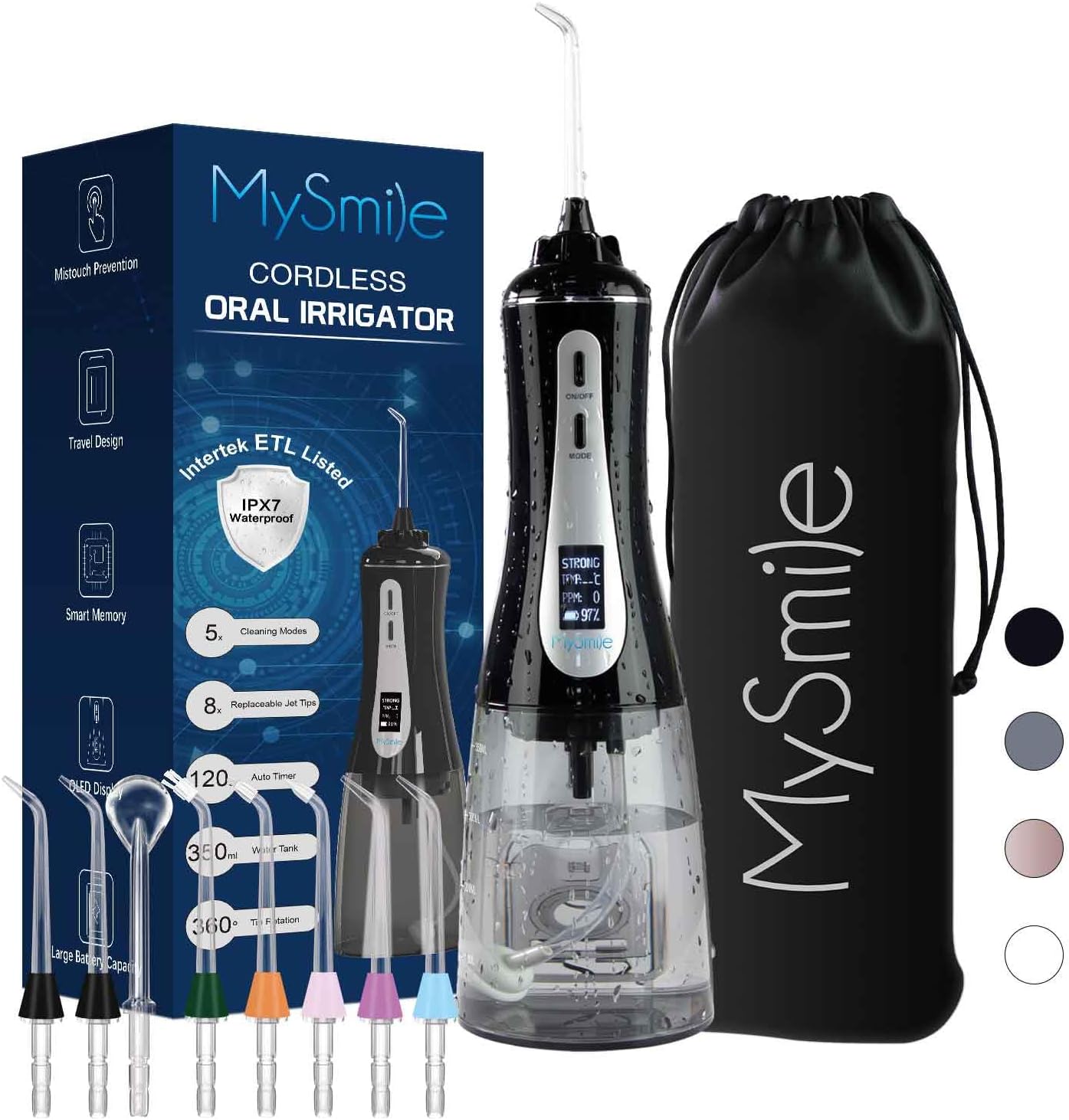 MySmile Powerful Cordless Water Dental Flosser for Travel