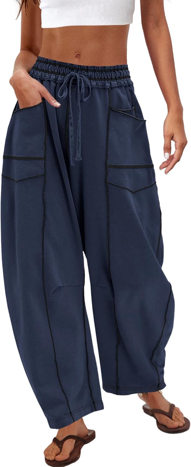 Nirovien Womens Barrel Sweatpants High Waisted Wide Leg Pants
