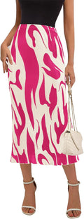 PRETTYGARDEN High Waist Graphic Print Plisse Midi Skirt - Flattering