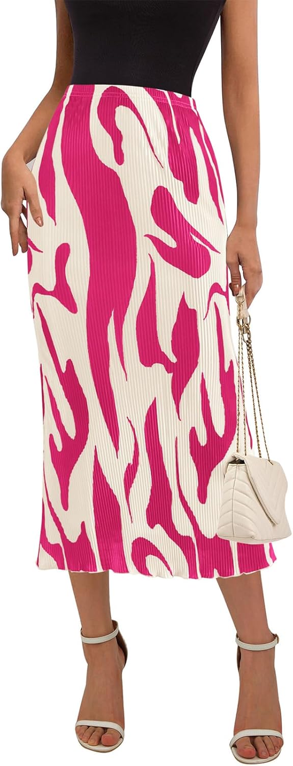 PRETTYGARDEN Women's Trendy High Waist Pleated Midi Skirt